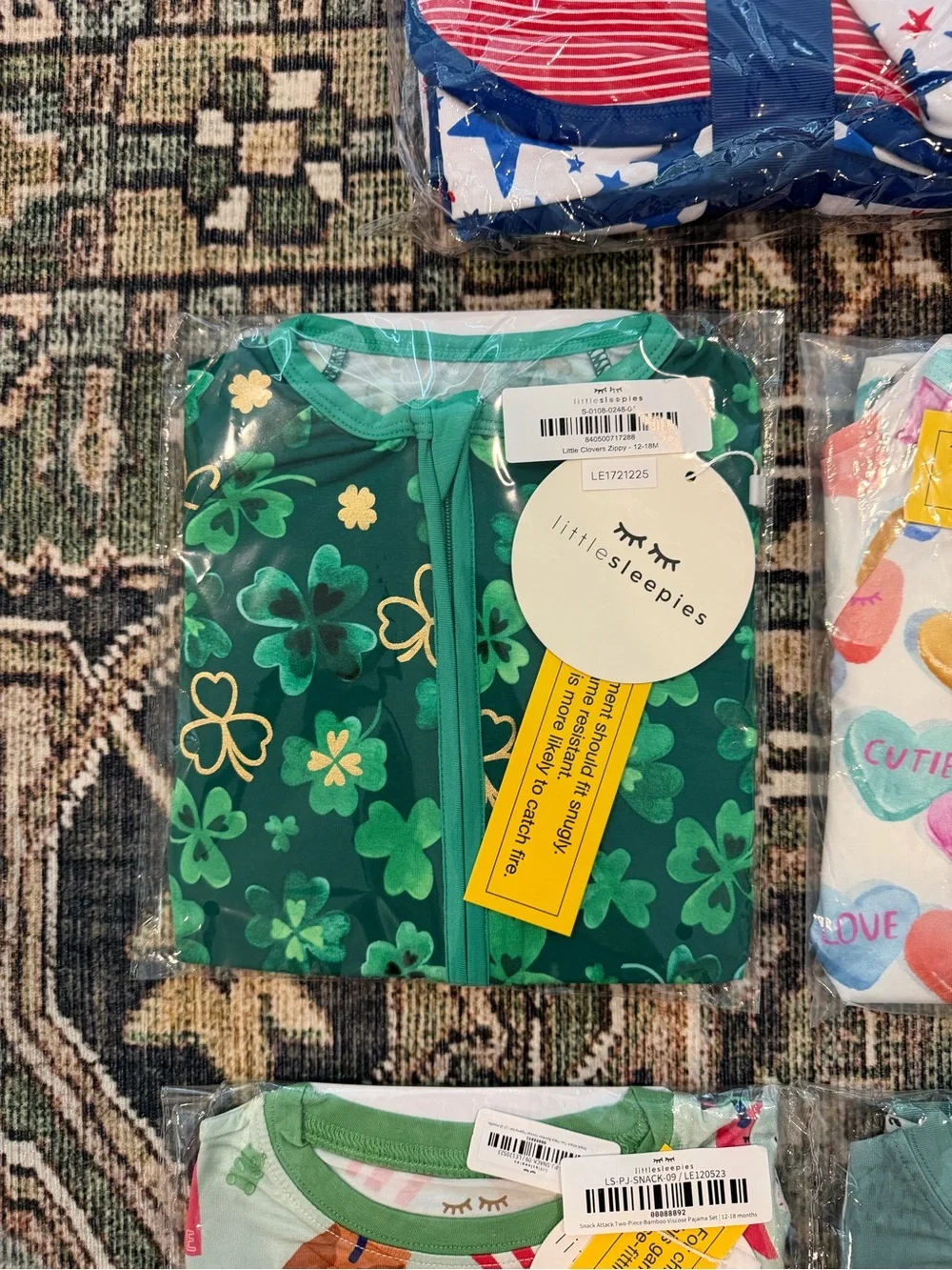 Little Sleepies Green Shamrock Little Clovers Zippy 12-18 Months NIB